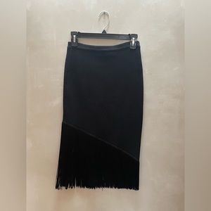 Timo Weiland Black Fringe Midi Skirt